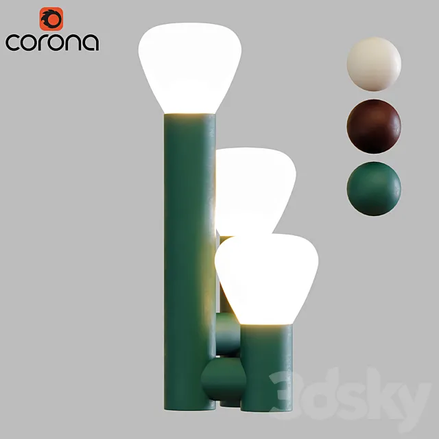 Minimalist Style 3-Light Brown_Green_White Table Lamp 3DModel