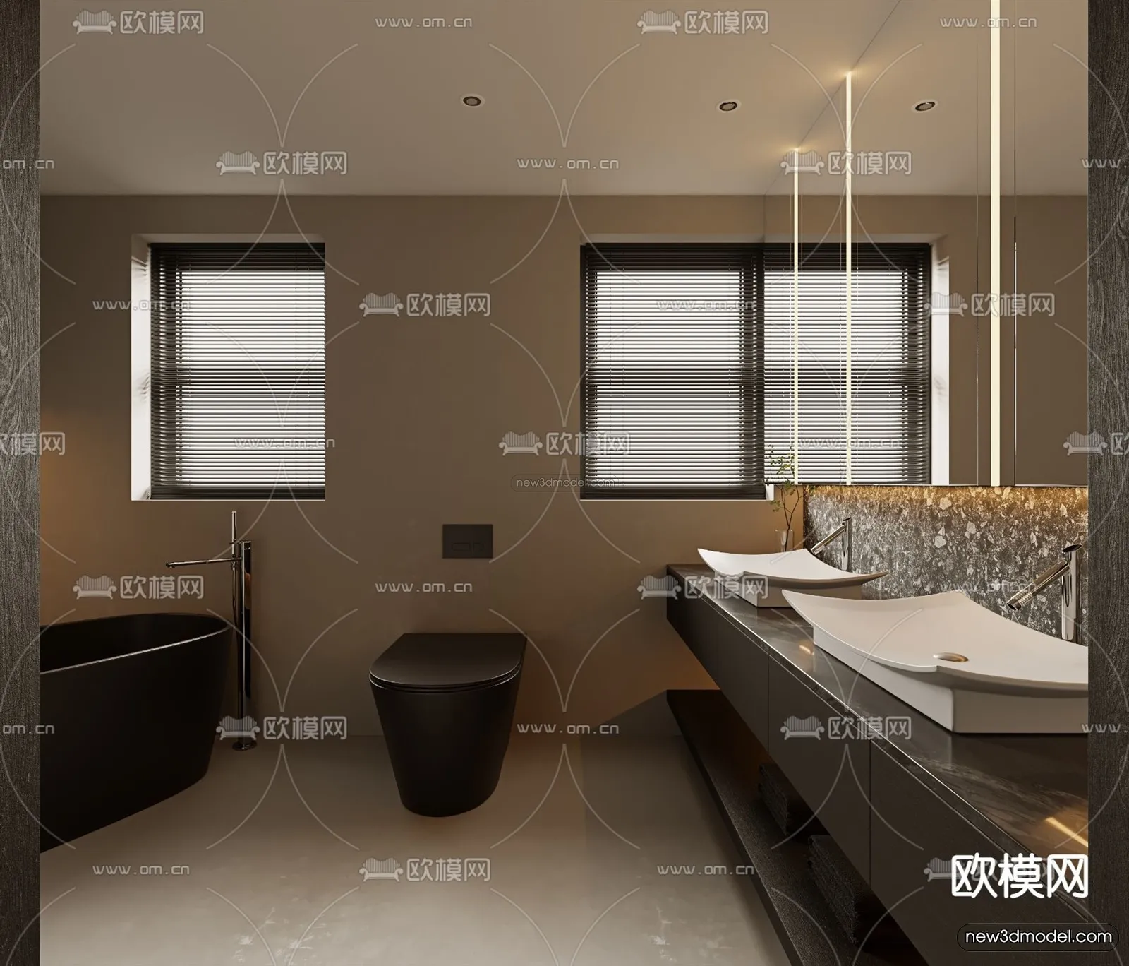 Minimalist Style Interior 3D Blocks - Bathroom 3D Model - 249