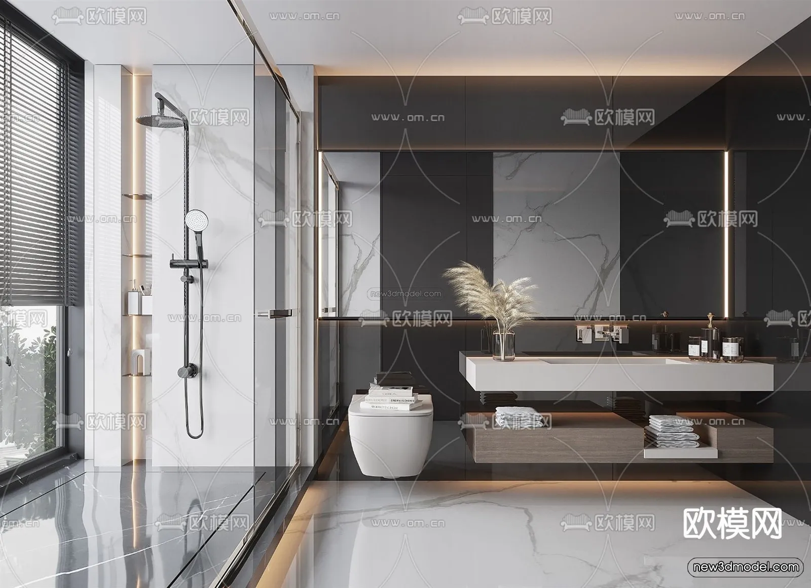 Minimalist Style Interior 3D Blocks - Bathroom 3D Model - 250