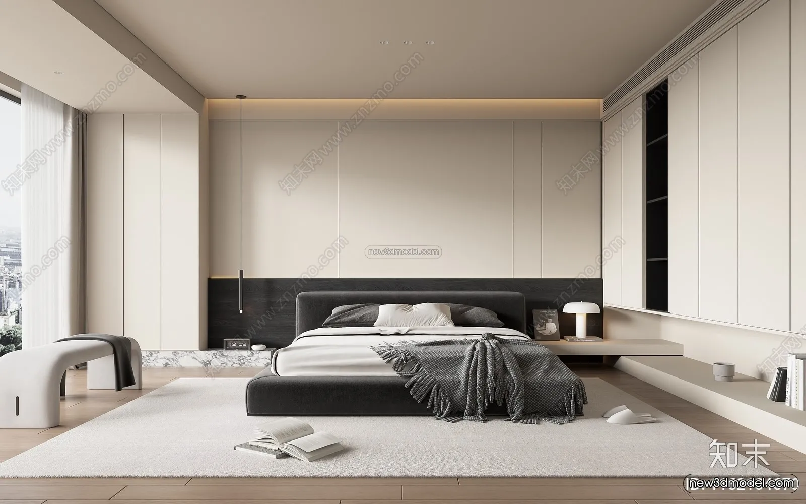 Minimalist Style Interior 3D Blocks - Bedroom 3D Model - 161