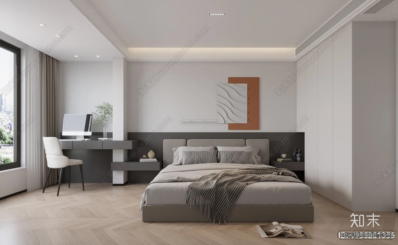 Minimalist Style Interior 3D Blocks - Bedroom 3D Model - 162