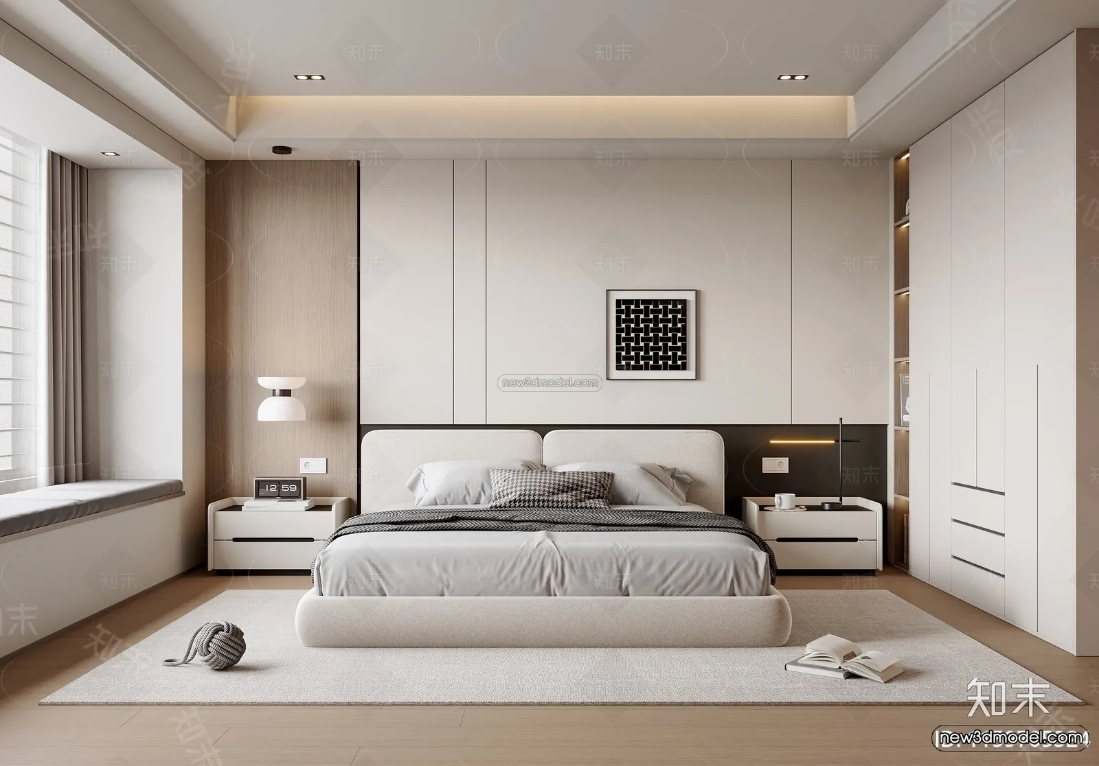 Minimalist Style Interior 3D Blocks - Bedroom 3D Model - 164