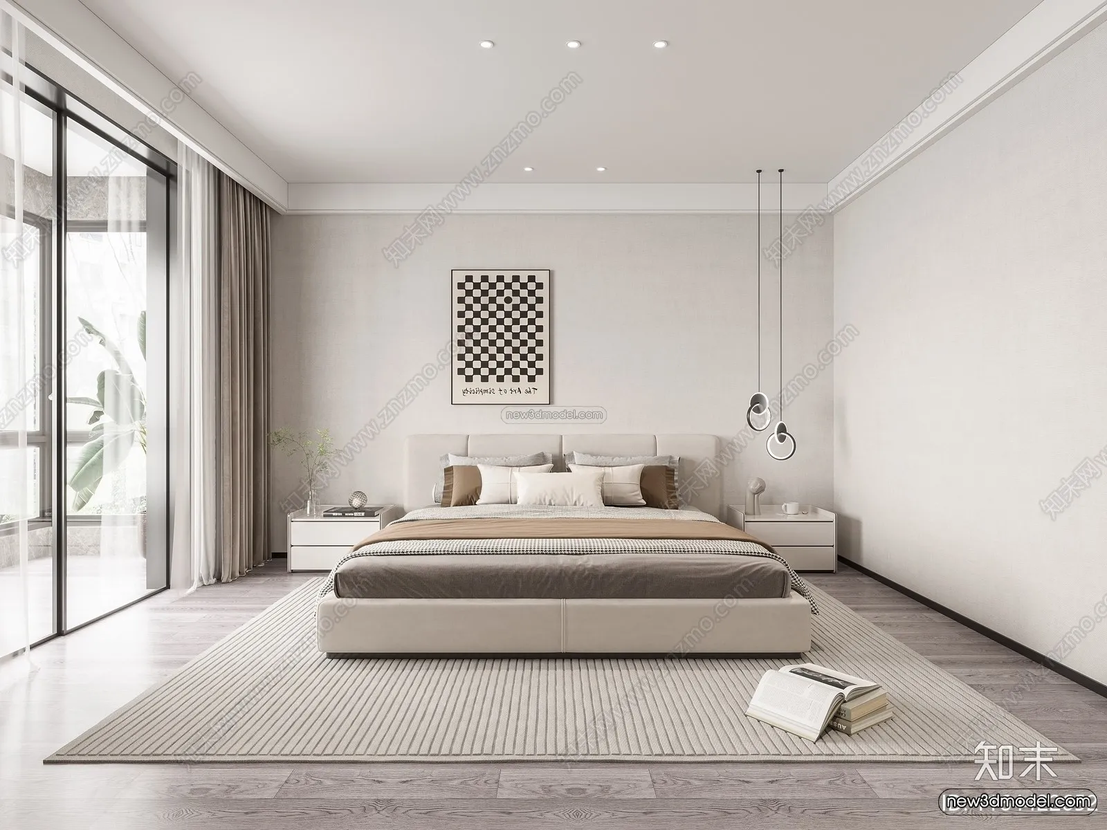Minimalist Style Interior 3D Blocks - Bedroom 3D Model - 165