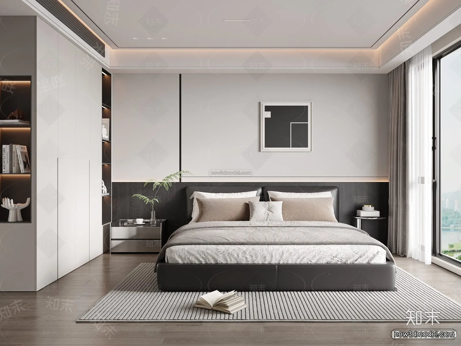 Minimalist Style Interior 3D Blocks - Bedroom 3D Model - 167