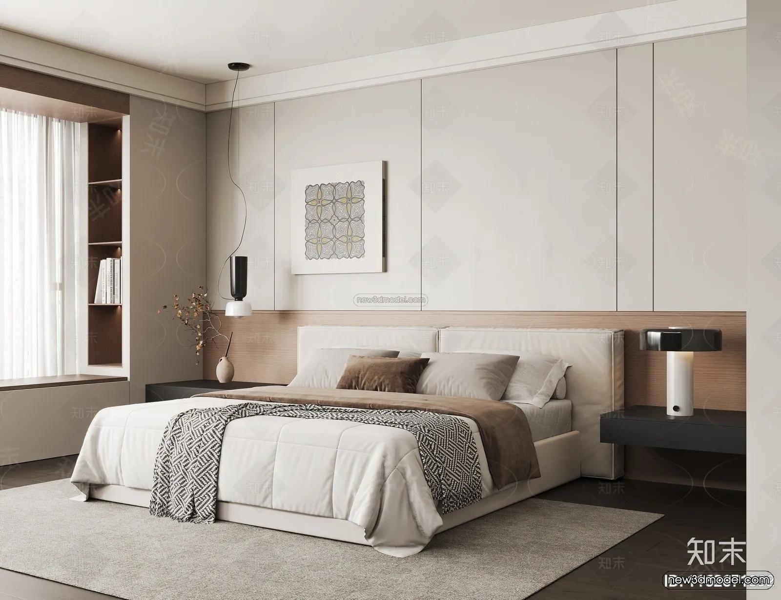 Minimalist Style Interior 3D Blocks - Bedroom 3D Model - 168