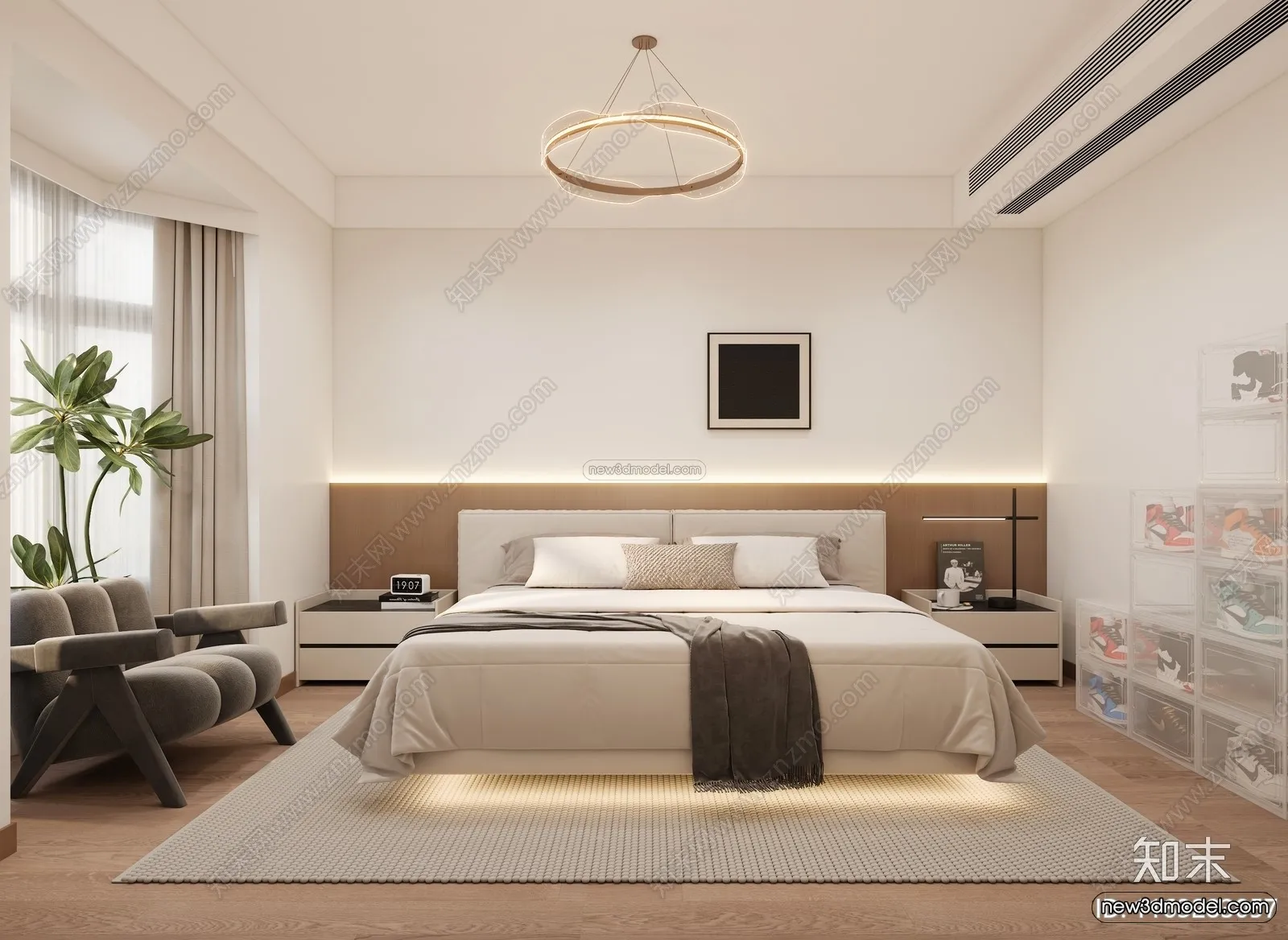 Minimalist Style Interior 3D Blocks - Bedroom 3D Model - 169