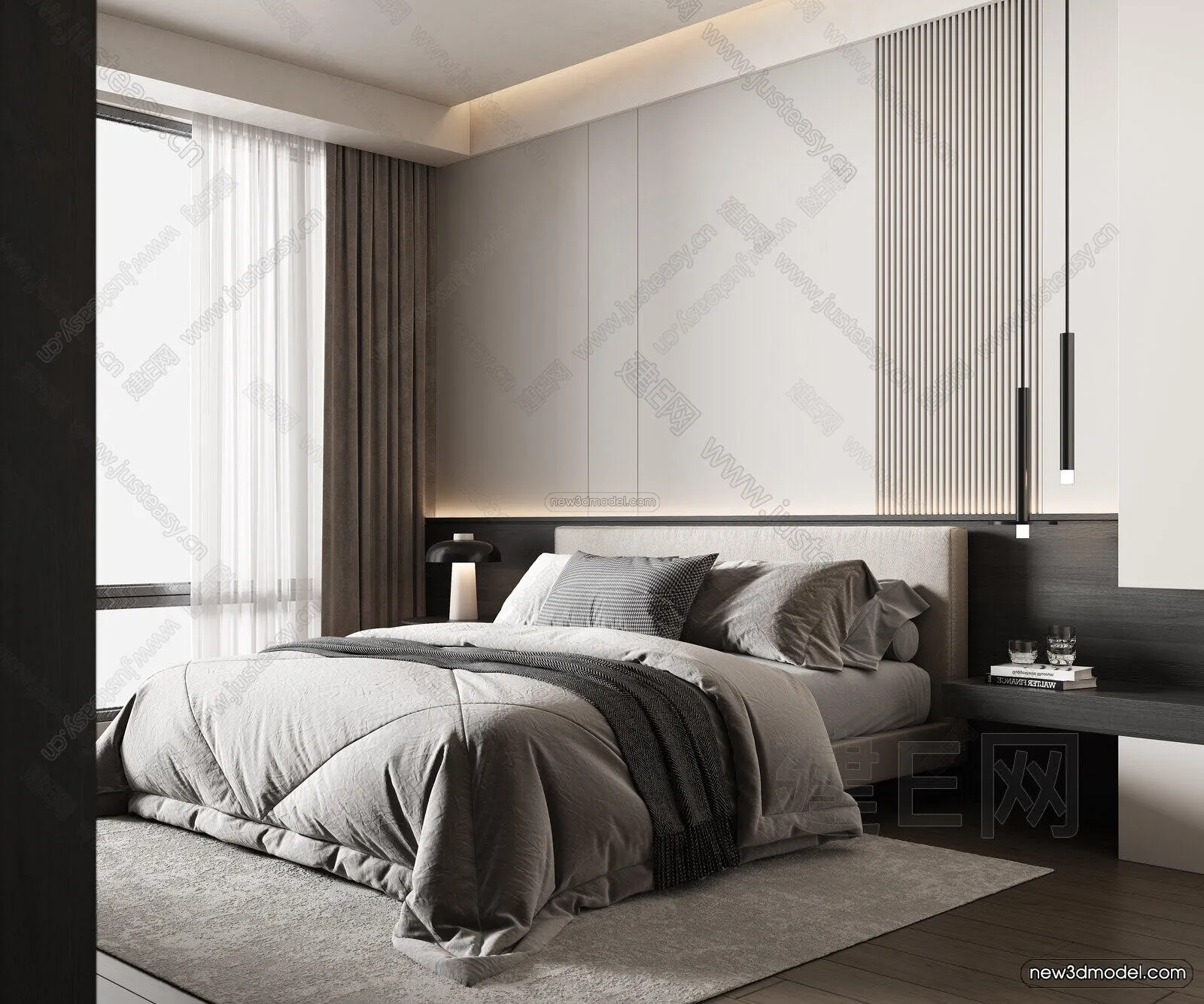 Minimalist Style Interior 3D Blocks - Bedroom 3D Model - 170