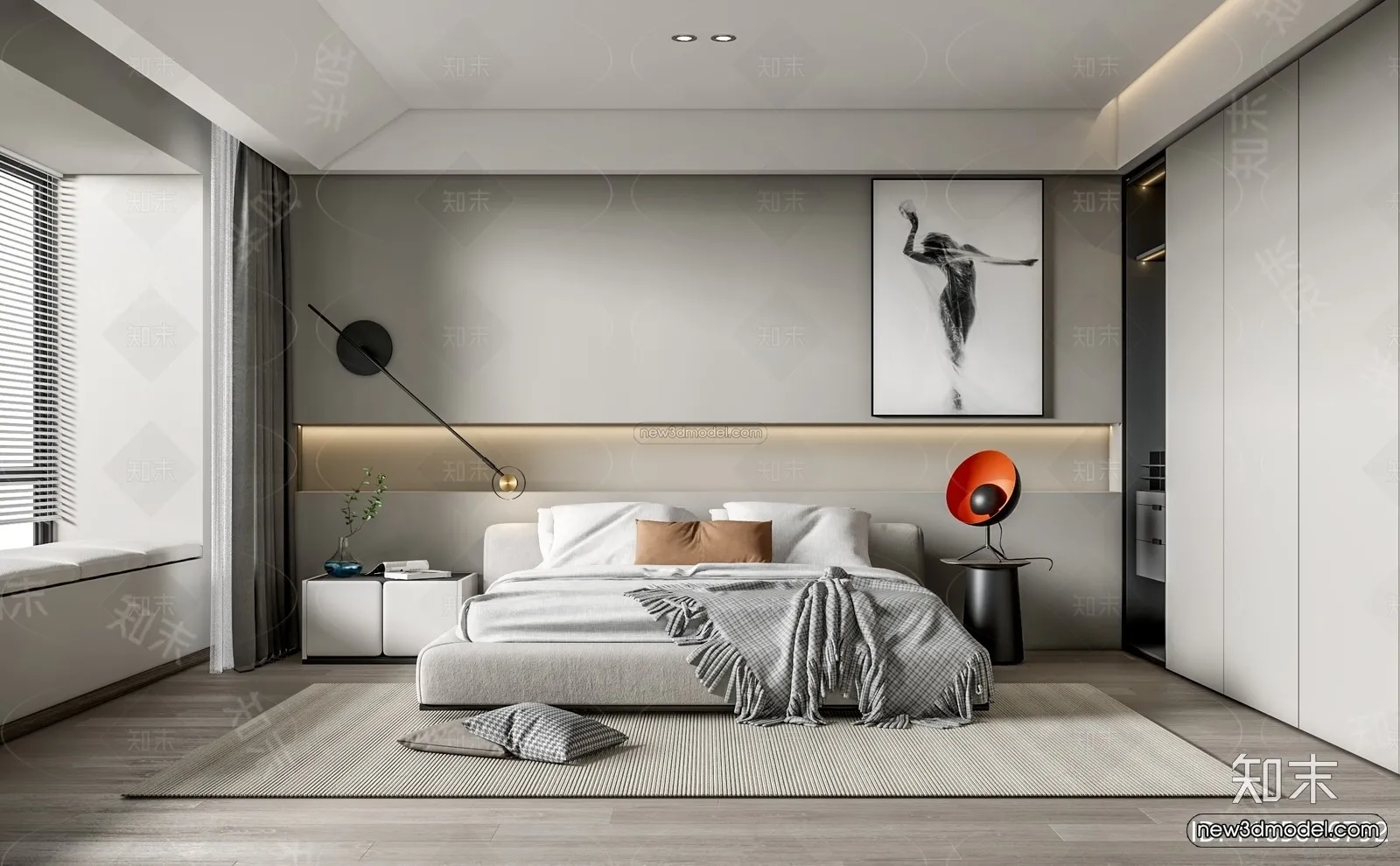 Minimalist Style Interior 3D Blocks - Bedroom 3D Model - 172