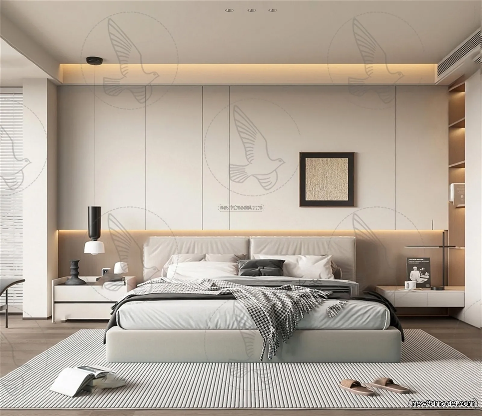 Minimalist Style Interior 3D Blocks - Bedroom 3D Model - 175