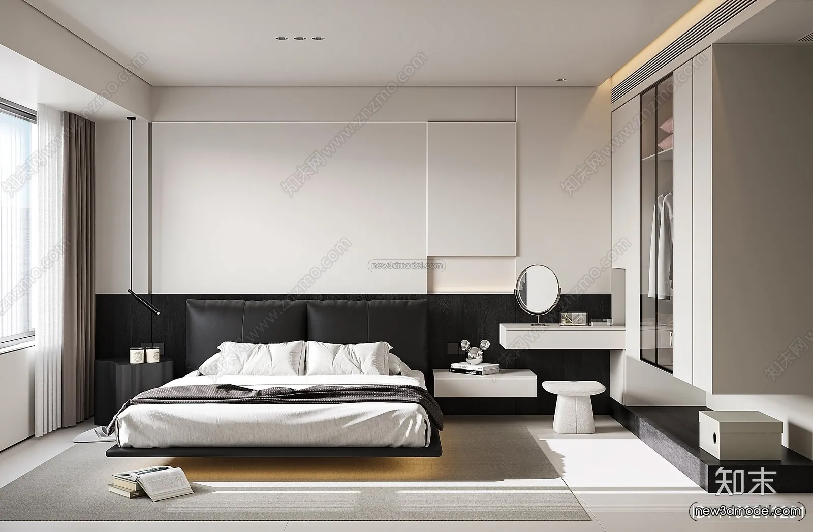 Minimalist Style Interior 3D Blocks - Bedroom 3D Model - 177