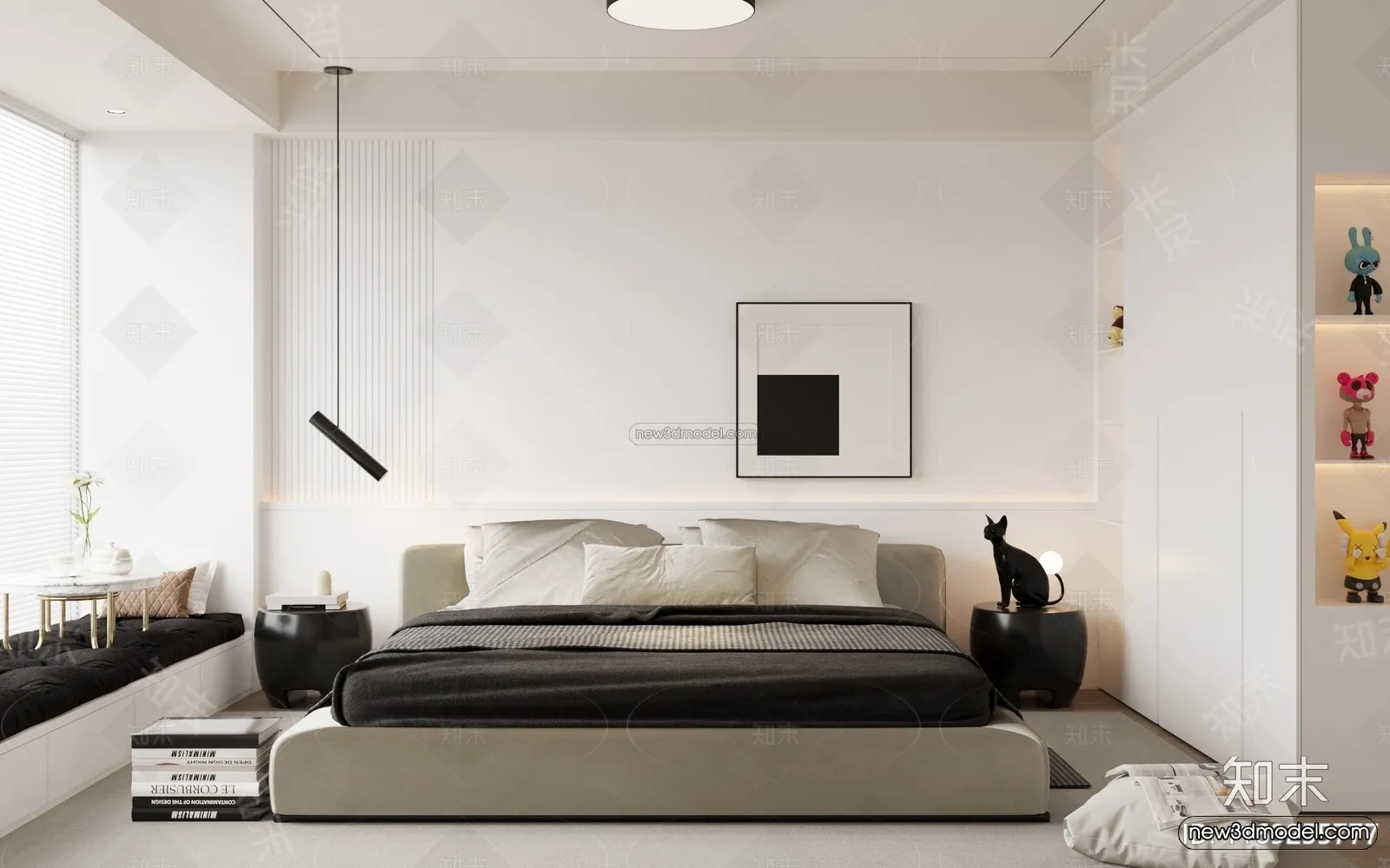 Minimalist Style Interior 3D Blocks - Bedroom 3D Model - 178