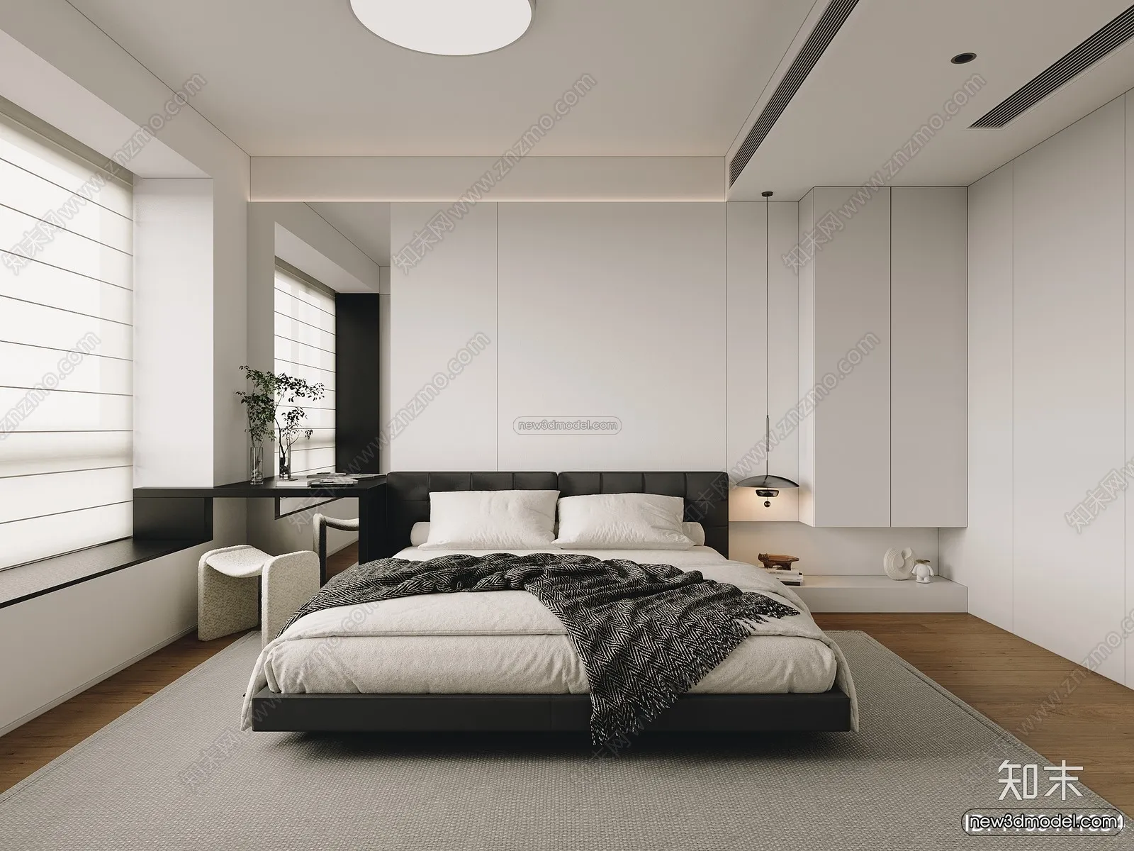 Minimalist Style Interior 3D Blocks - Bedroom 3D Model - 179