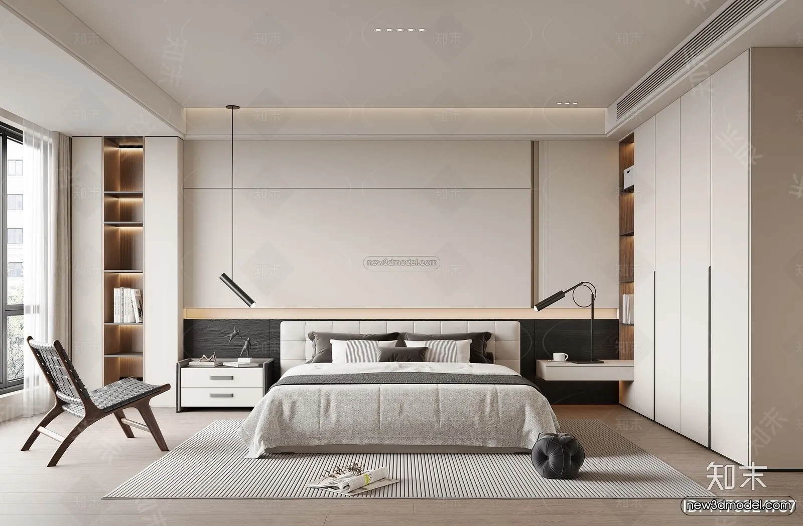 Minimalist Style Interior 3D Blocks - Bedroom 3D Model - 181