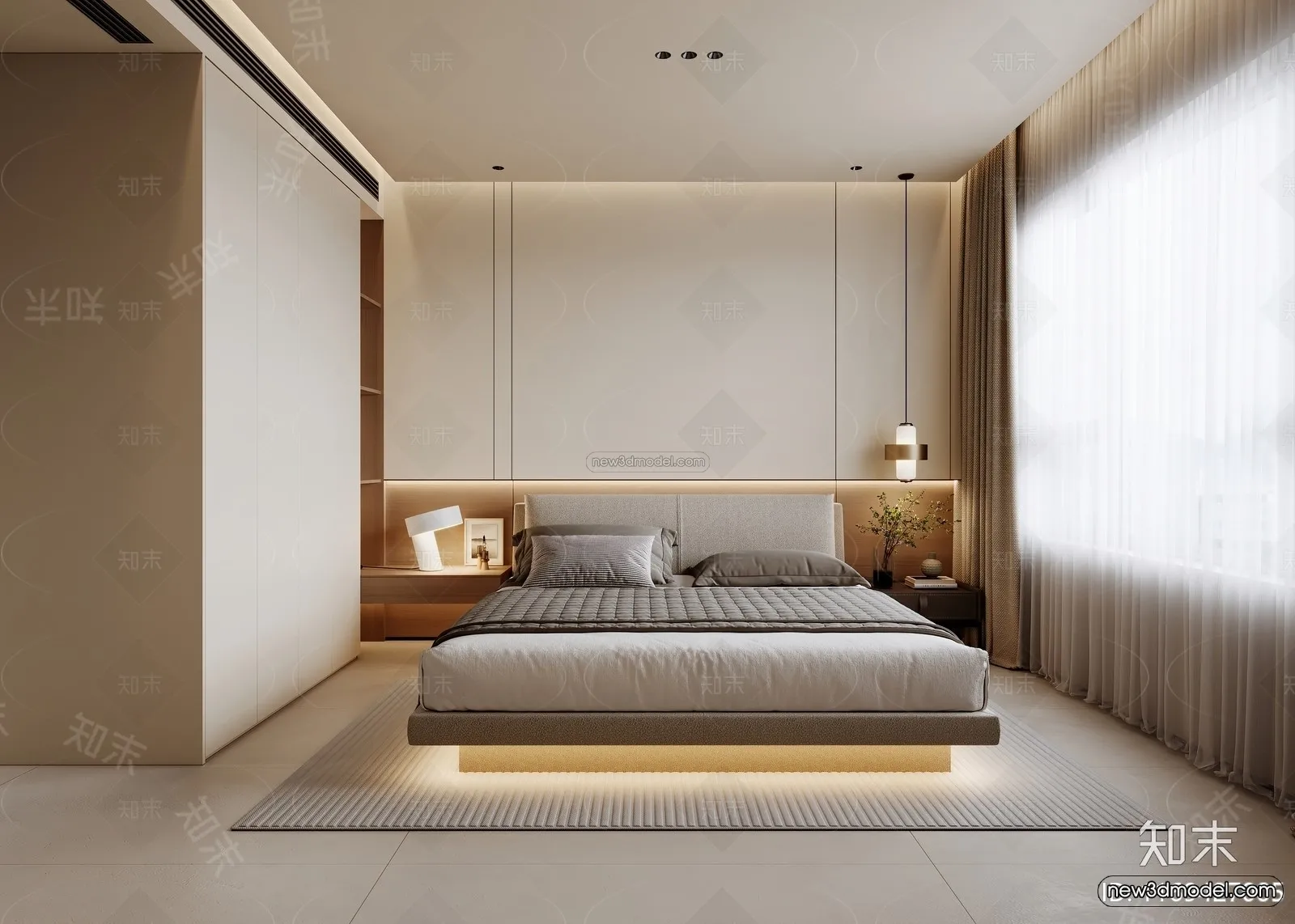 Minimalist Style Interior 3D Blocks - Bedroom 3D Model - 184