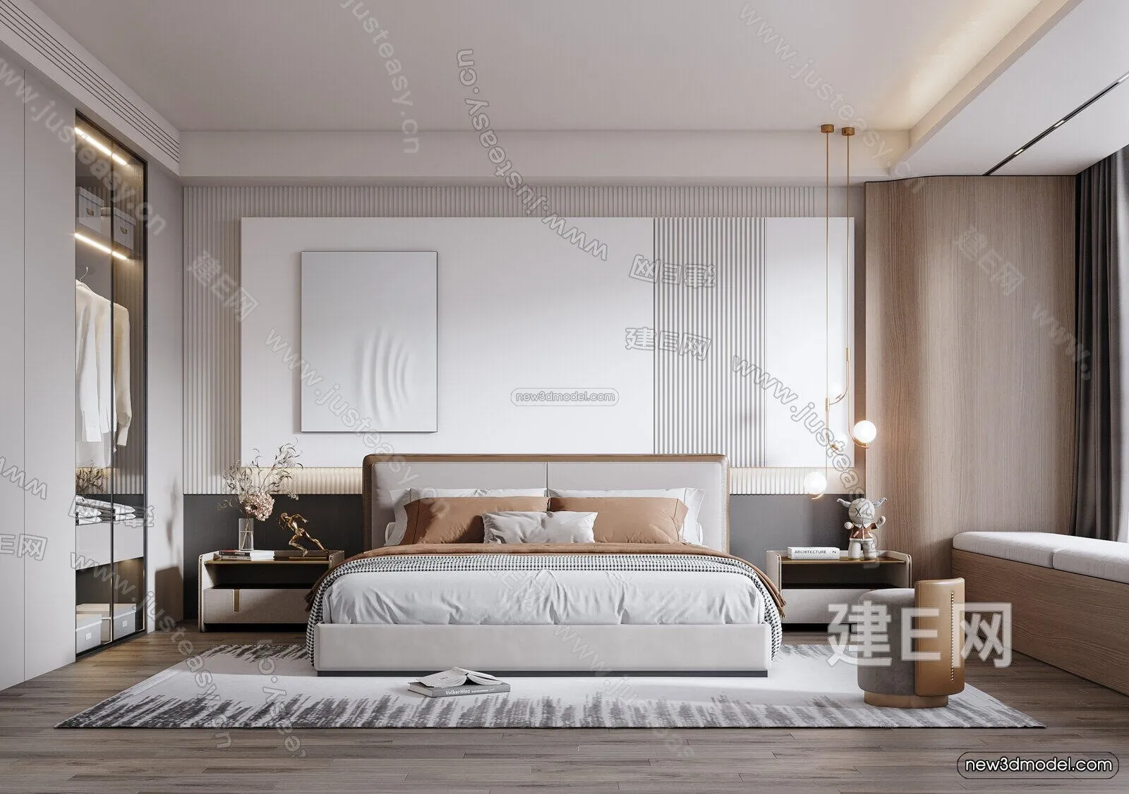 Minimalist Style Interior 3D Blocks - Bedroom 3D Model - 188