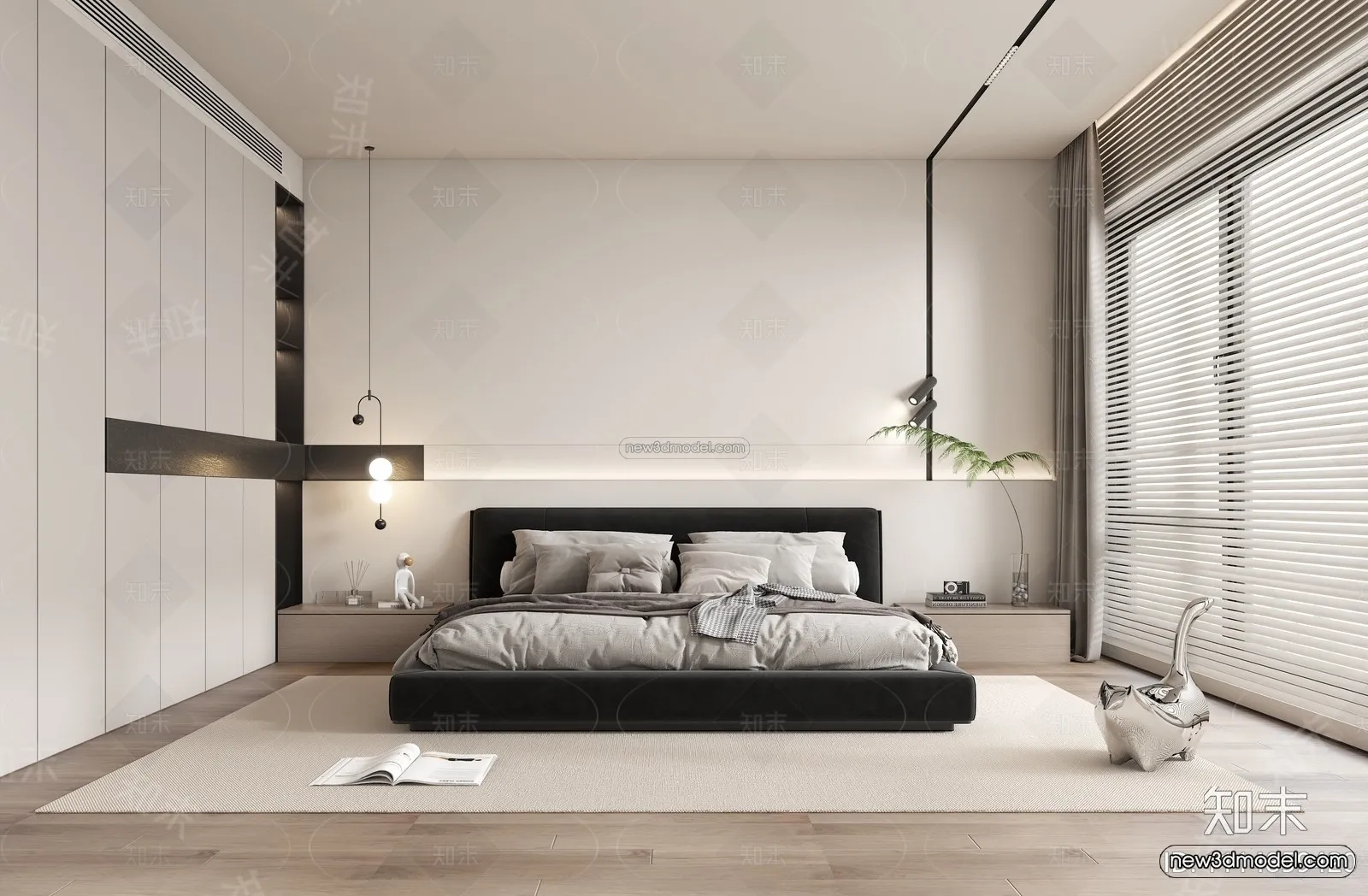 Minimalist Style Interior 3D Blocks - Bedroom 3D Model - 193