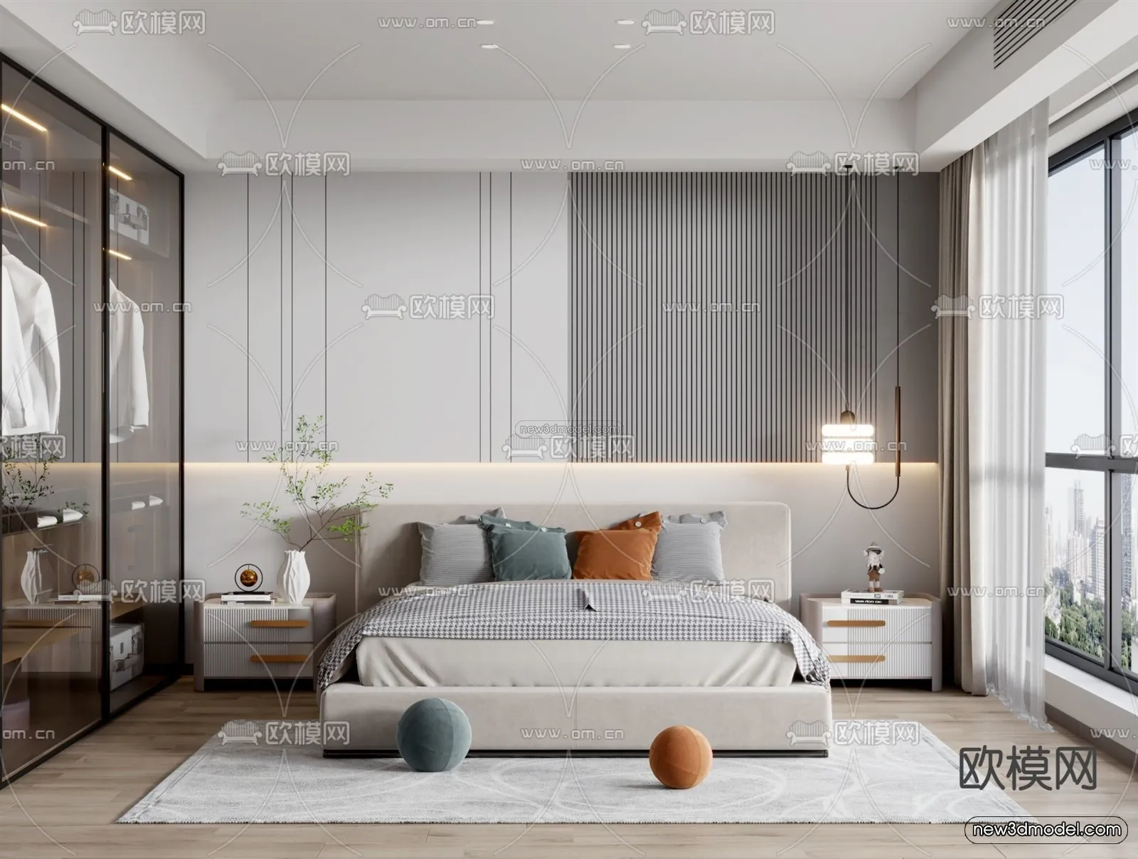Minimalist Style Interior 3D Blocks - Bedroom 3D Model - 197