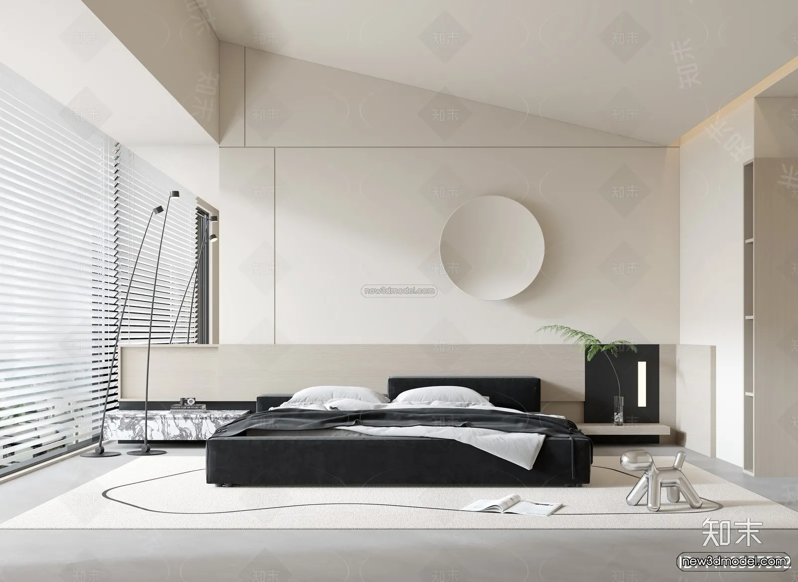 Minimalist Style Interior 3D Blocks - Bedroom 3D Model - 206