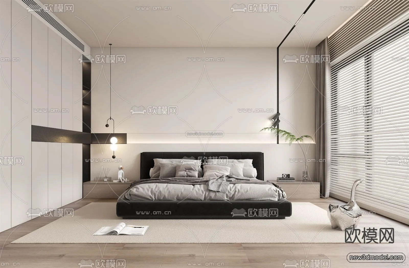 Minimalist Style Interior 3D Blocks - Bedroom 3D Model - 209