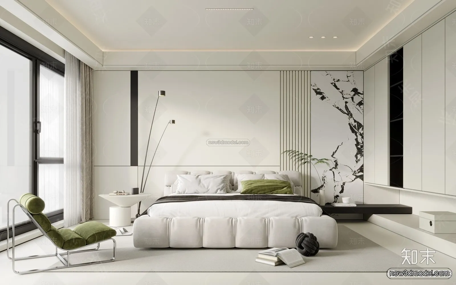 Minimalist Style Interior 3D Blocks - Bedroom 3D Model - 213