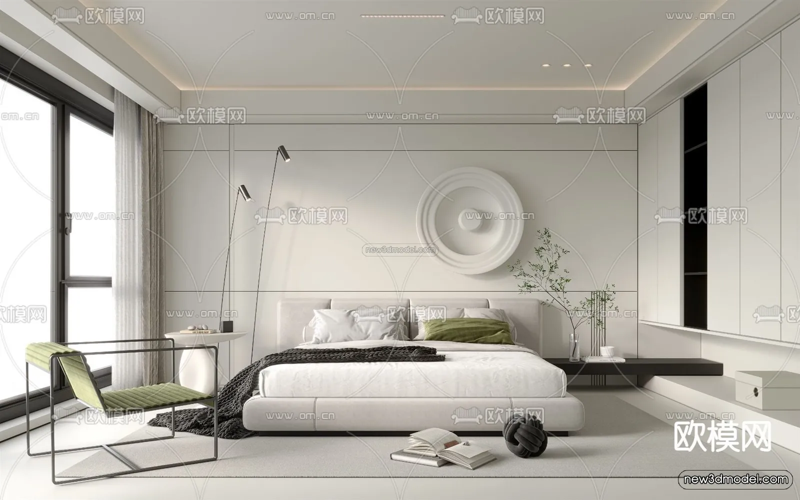 Minimalist Style Interior 3D Blocks - Bedroom 3D Model - 214