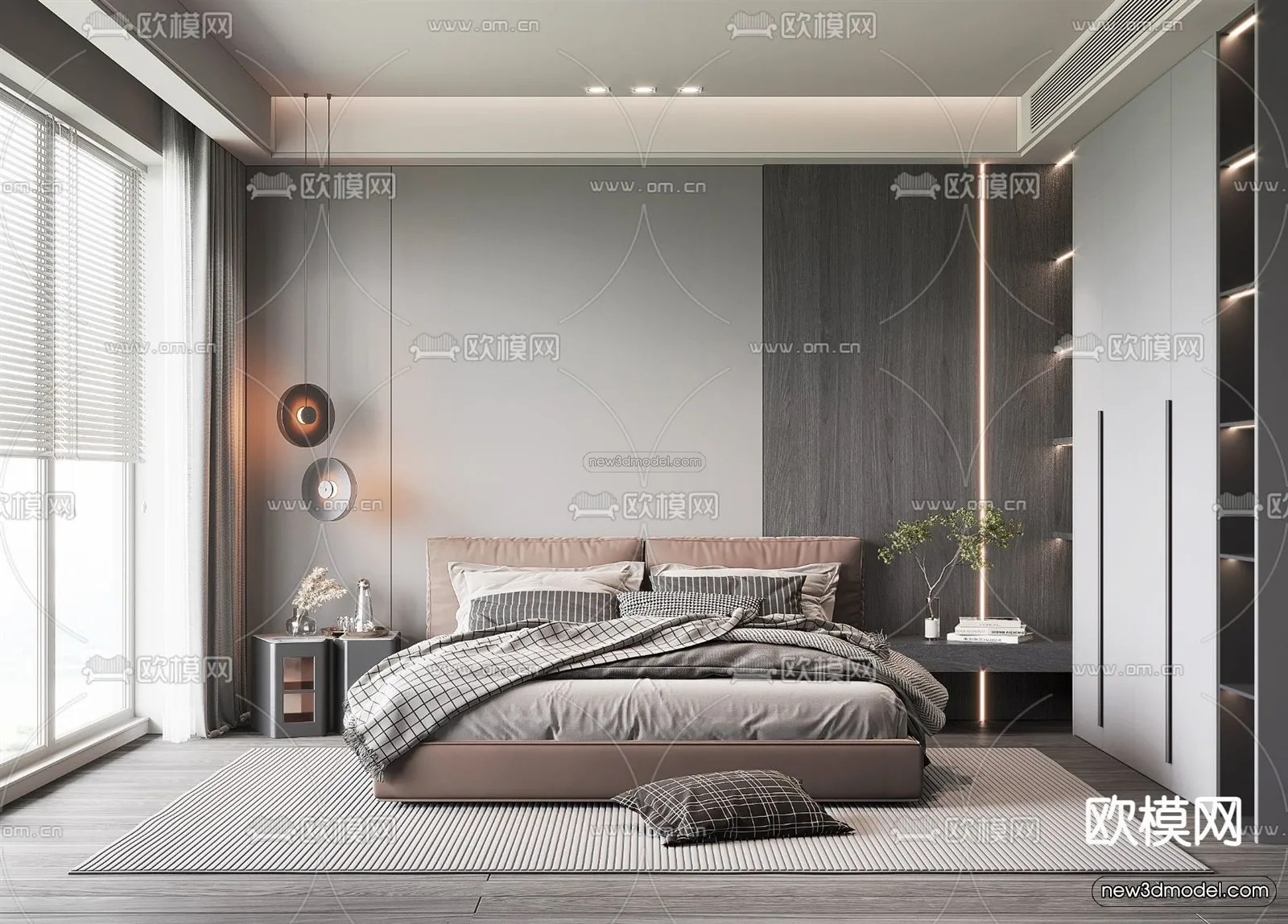 Minimalist Style Interior 3D Blocks - Bedroom 3D Model - 215