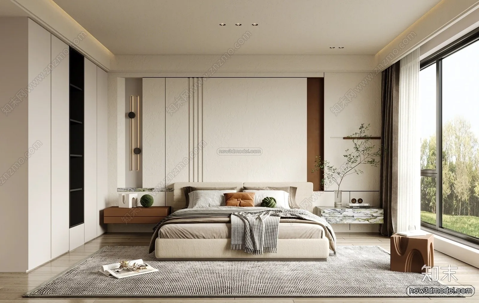 Minimalist Style Interior 3D Blocks - Bedroom 3D Model - 217
