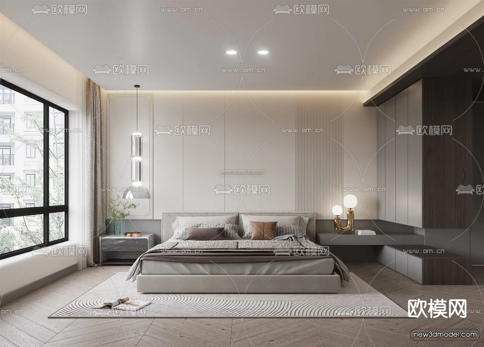 Minimalist Style Interior 3D Blocks - Bedroom 3D Model - 218