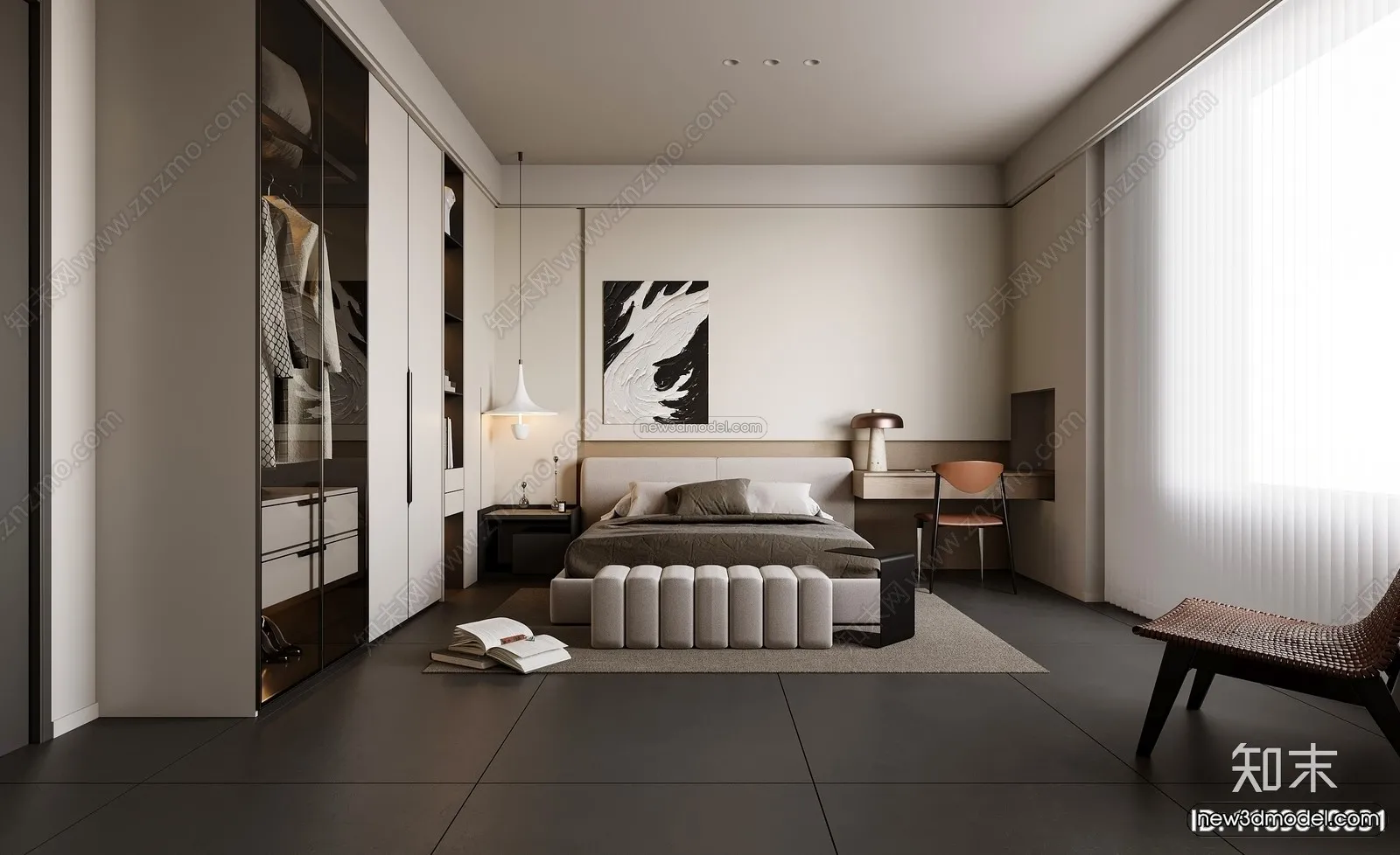 Minimalist Style Interior 3D Blocks - Bedroom 3D Model - 219