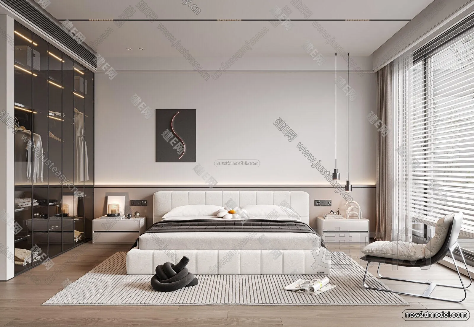 Minimalist Style Interior 3D Blocks - Bedroom 3D Model - 221