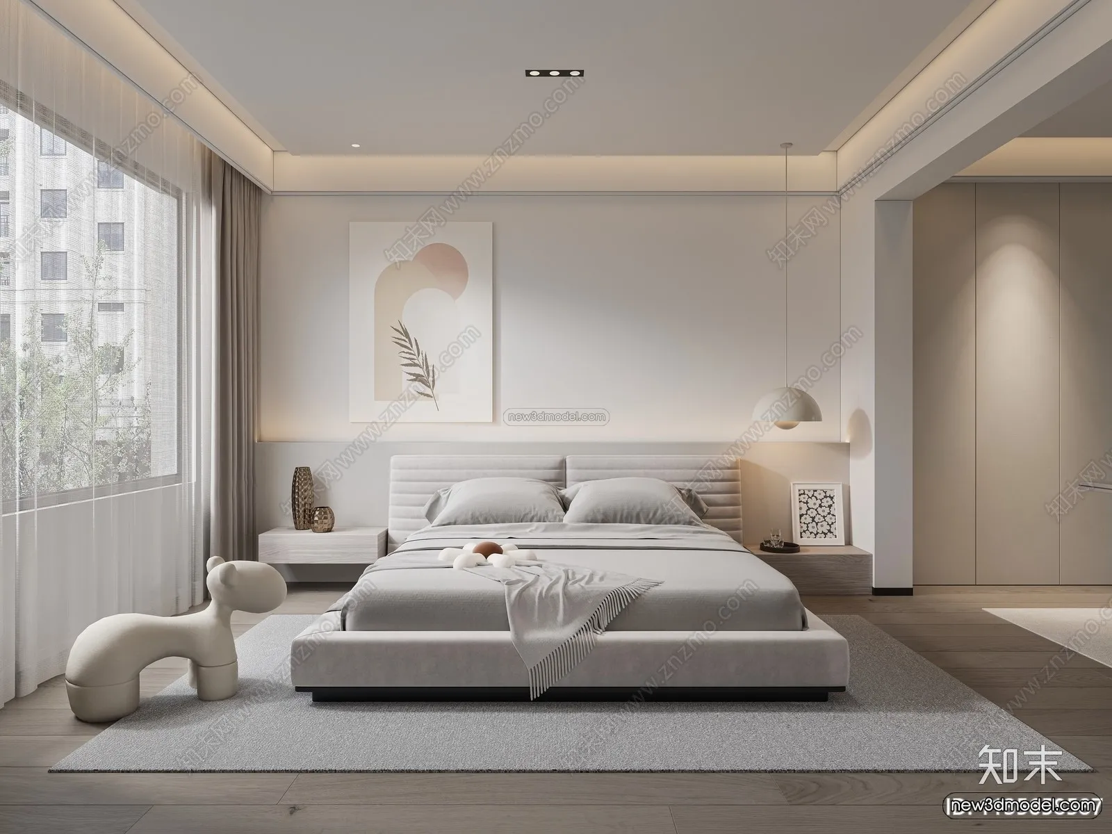 Minimalist Style Interior 3D Blocks - Bedroom 3D Model - 223