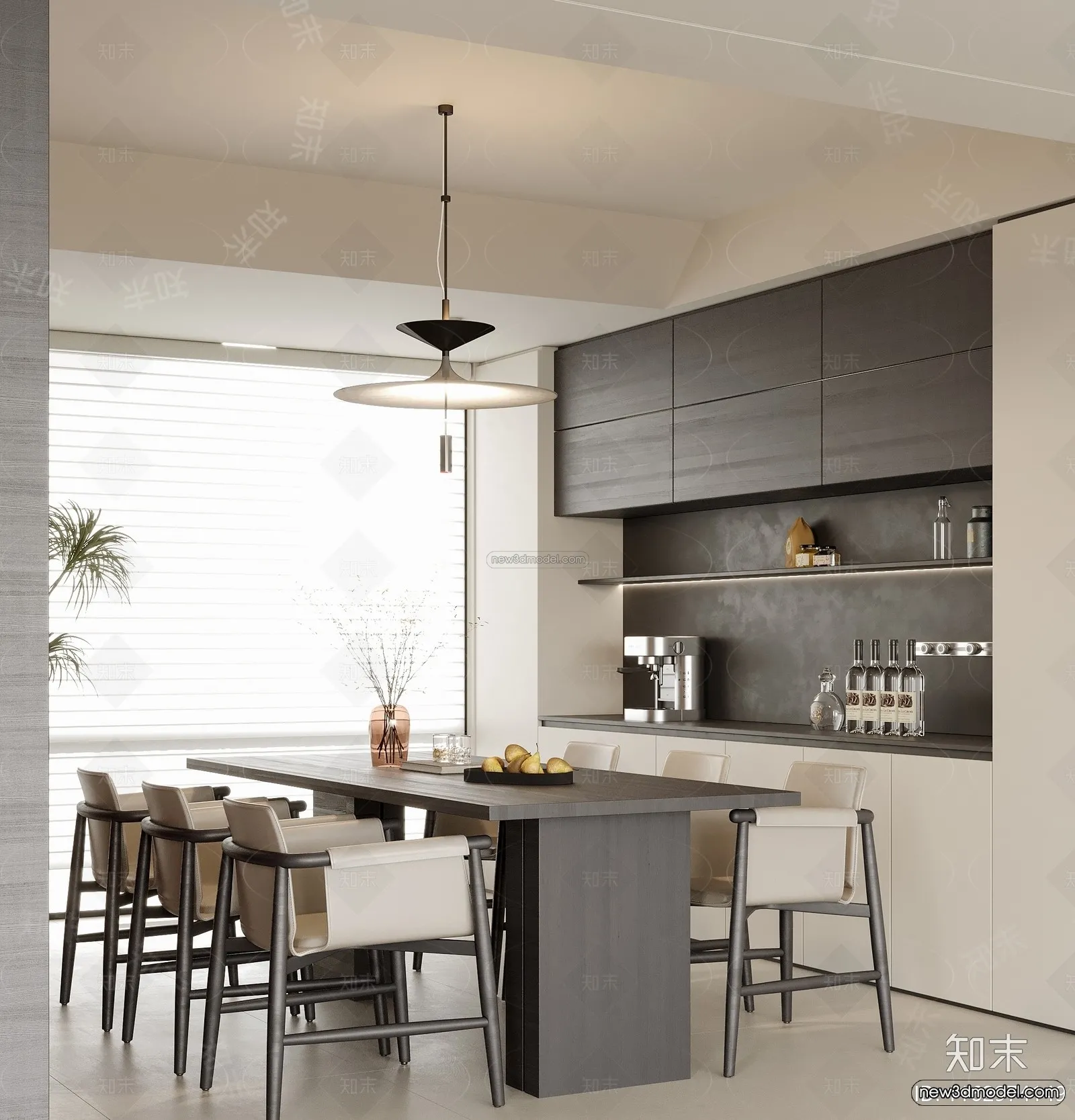 Minimalist Style Interior 3D Blocks - Dining Room 3D Model - 225