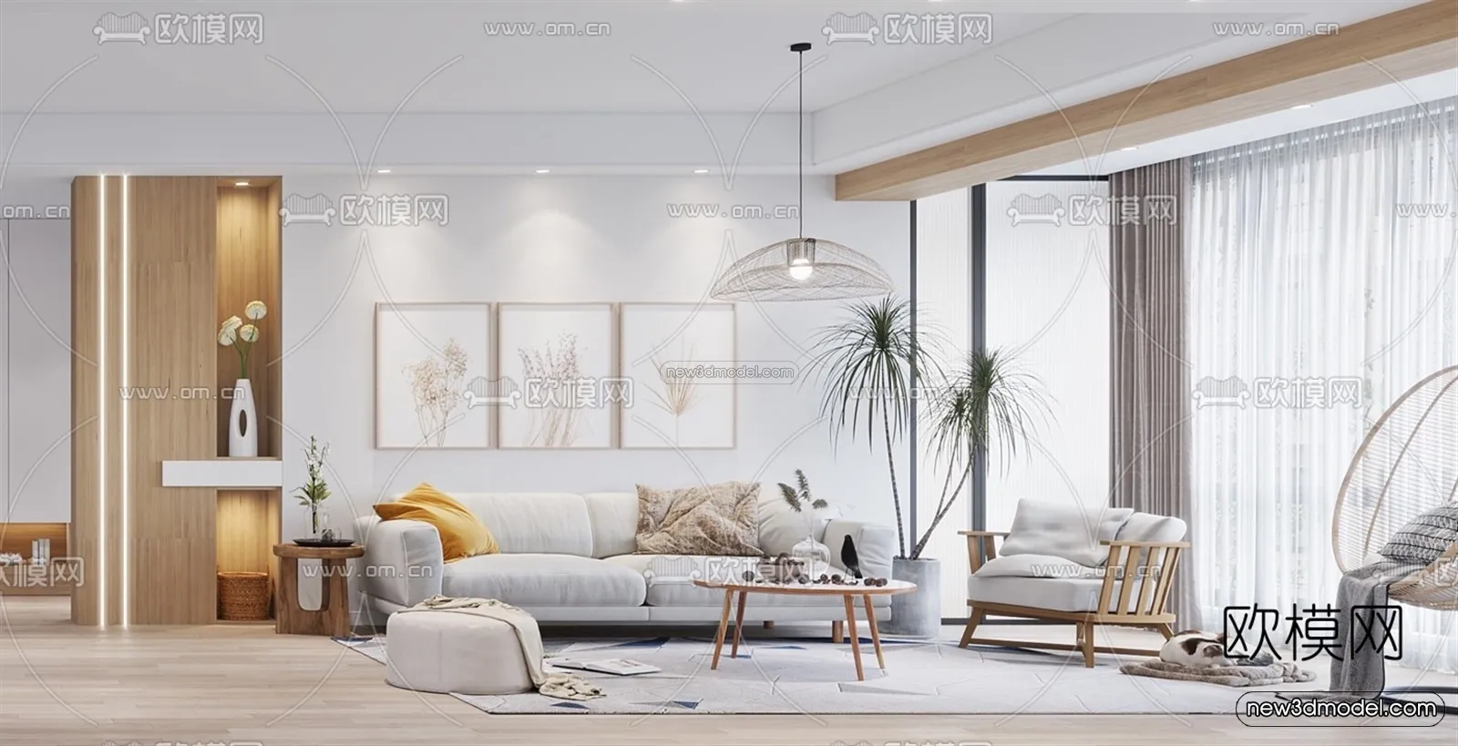 Minimalist Style Interior 3D Blocks - Living Room 3D Model - 004