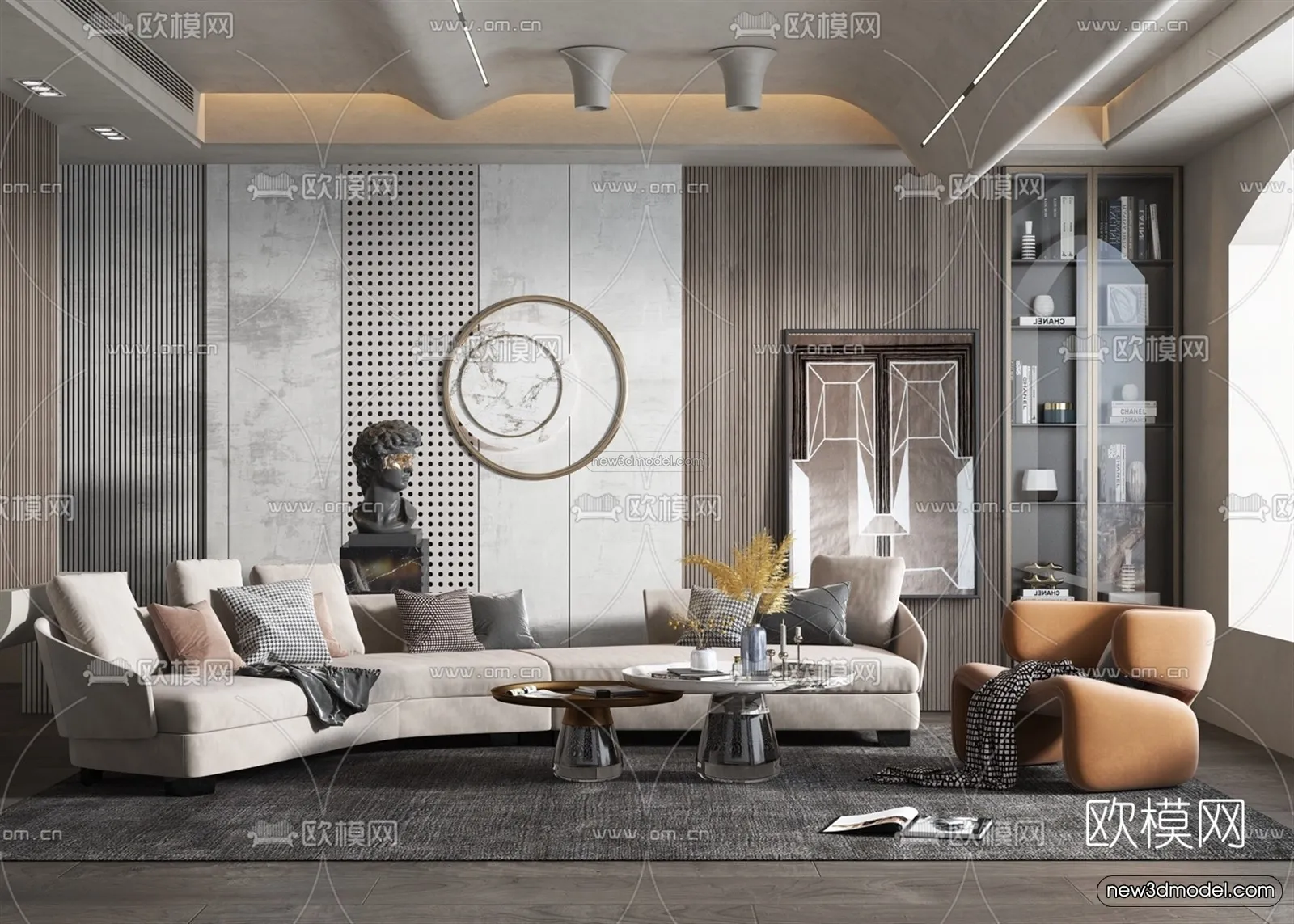 Minimalist Style Interior 3D Blocks - Living Room 3D Model - 027