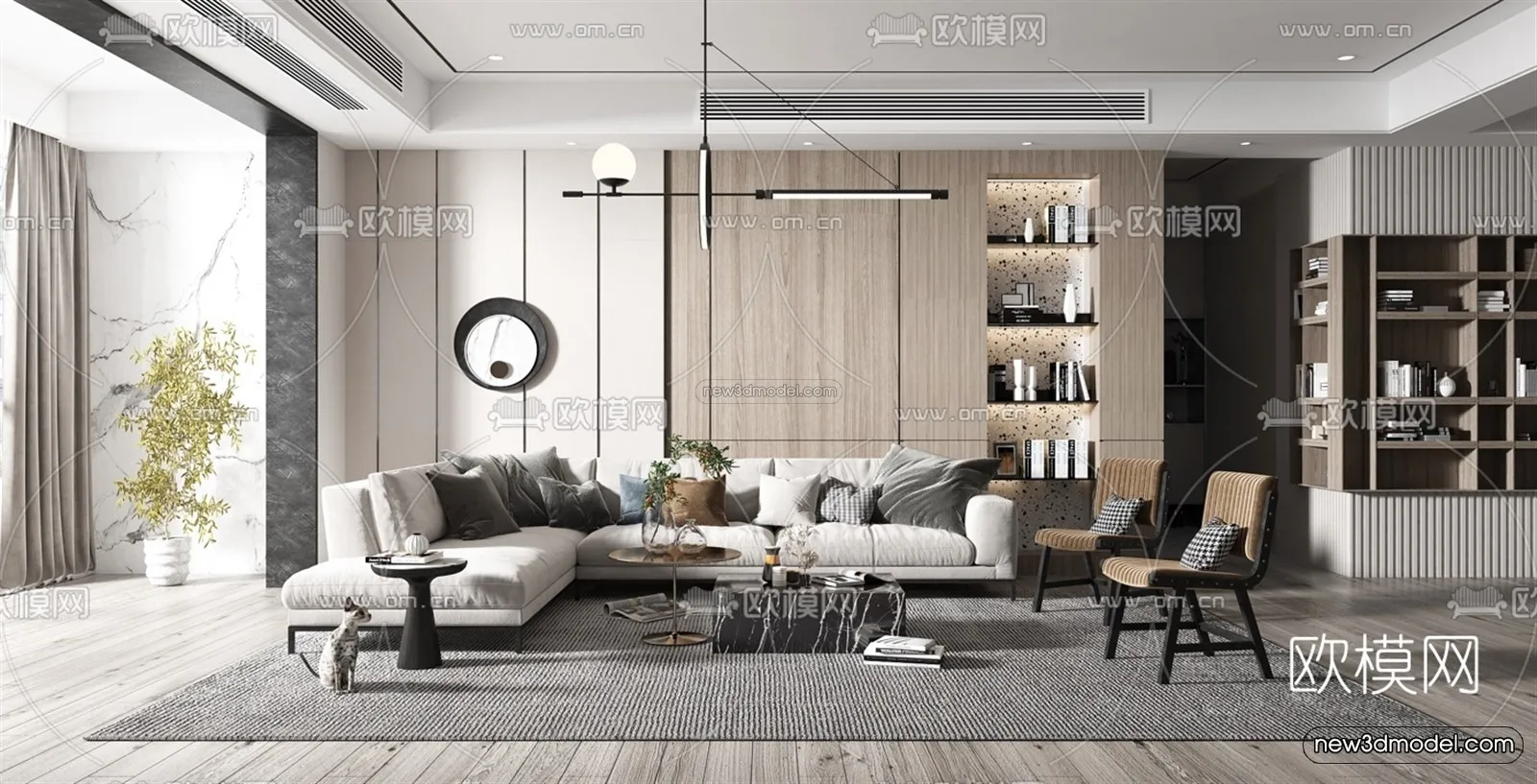 Minimalist Style Interior 3D Blocks - Living Room 3D Model - 033