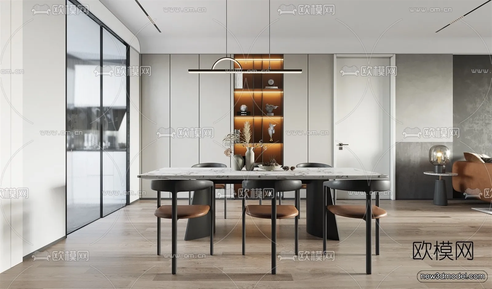 Minimalist Style Interior 3D Blocks - Living Room 3D Model - 093