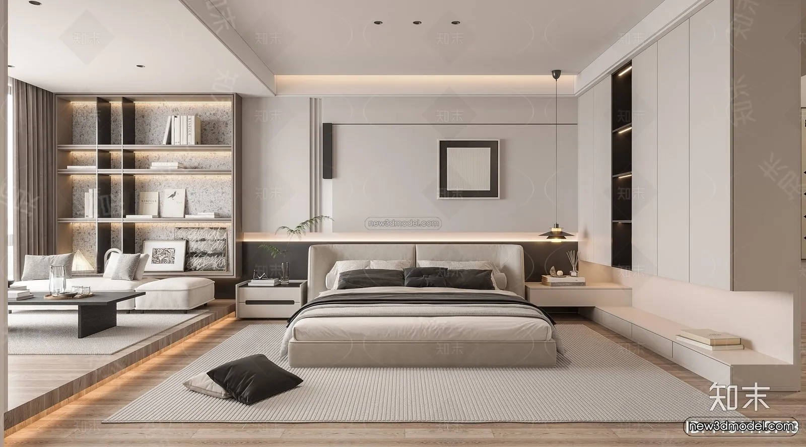 Minimalist Style Interior 3D Blocks - Living Room 3D Model - 105