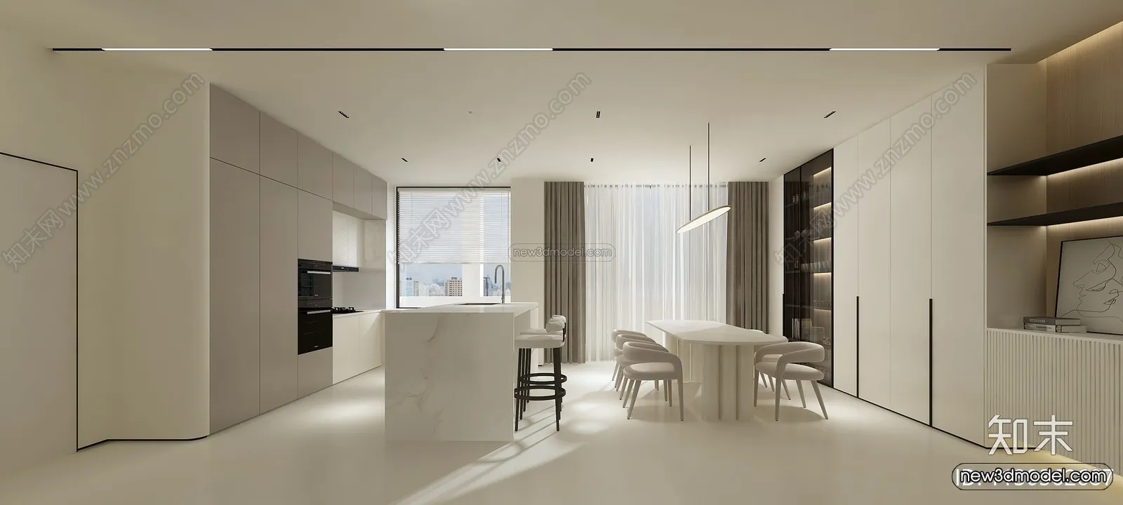 Minimalist Style Interior 3D Blocks - Living Room 3D Model - 121