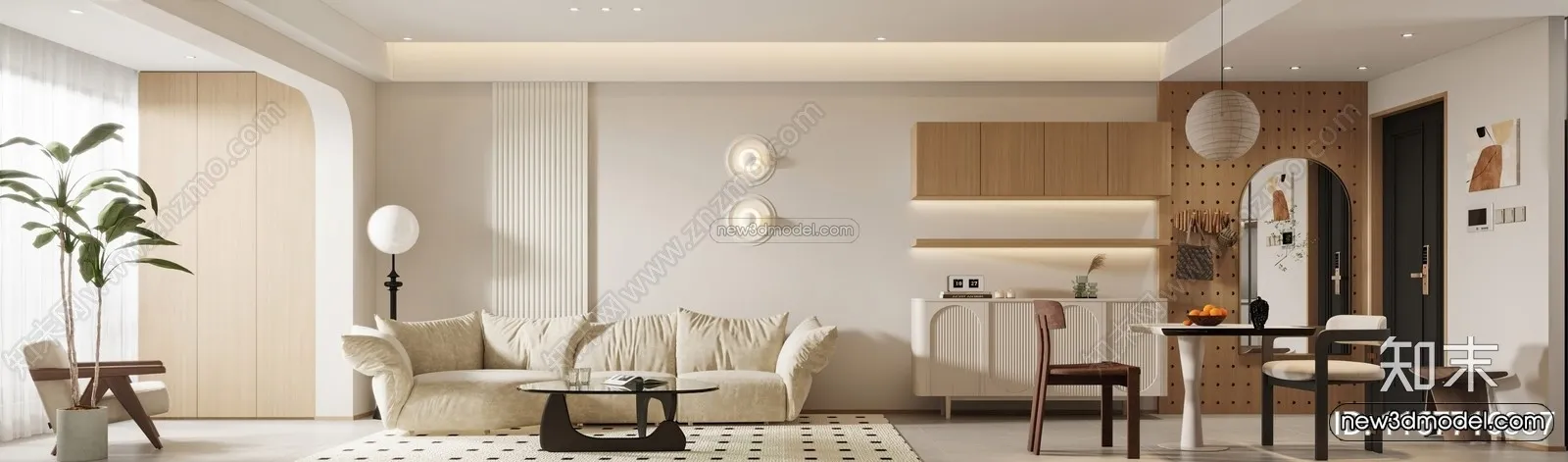 Minimalist Style Interior 3D Blocks - Living Room 3D Model - 130