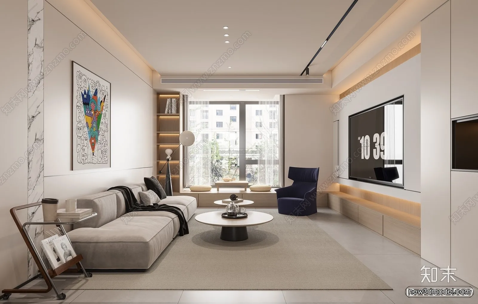 Minimalist Style Interior 3D Blocks - Living Room 3D Model - 134