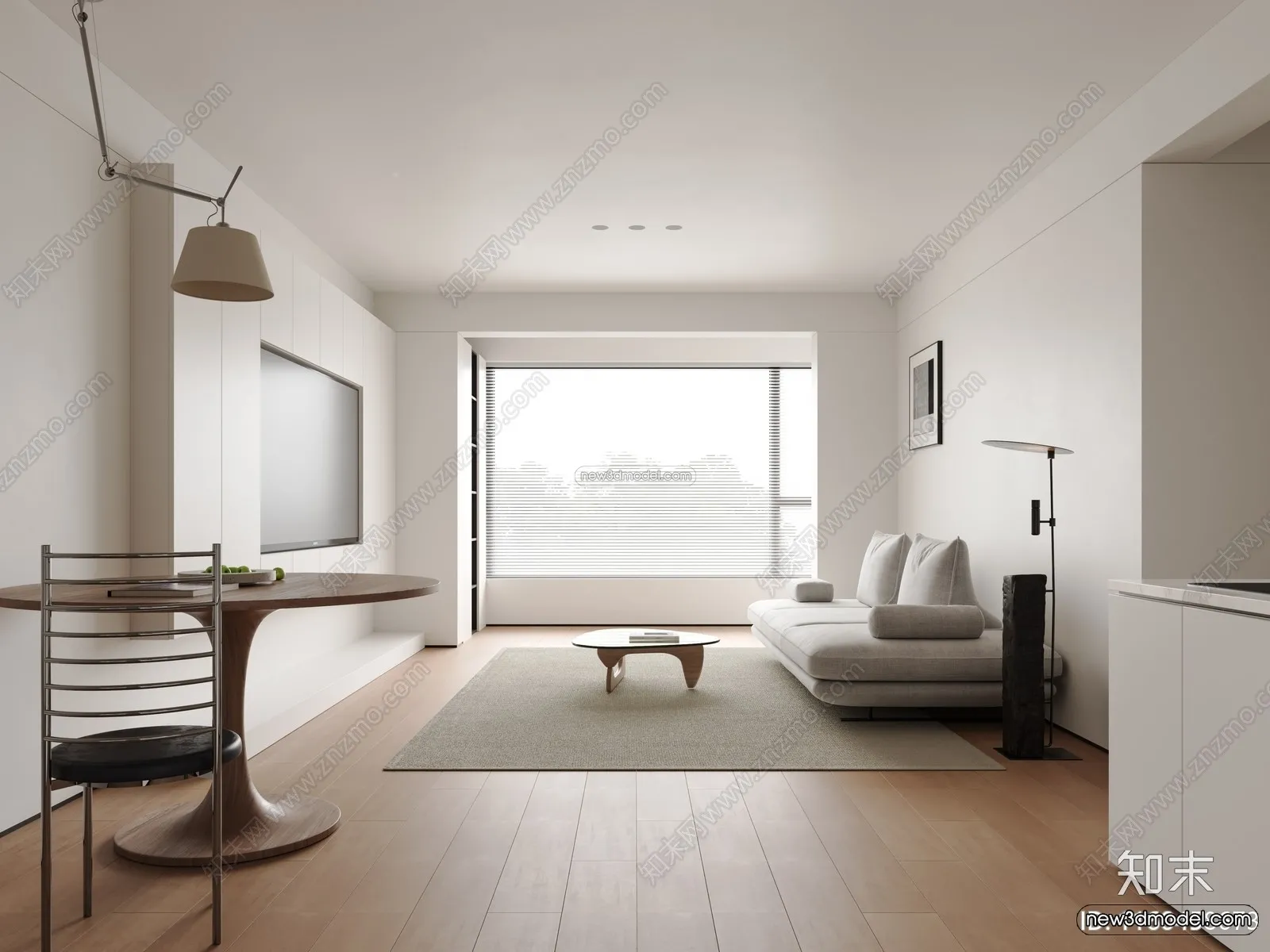 Minimalist Style Interior 3D Blocks - Living Room 3D Model - 141