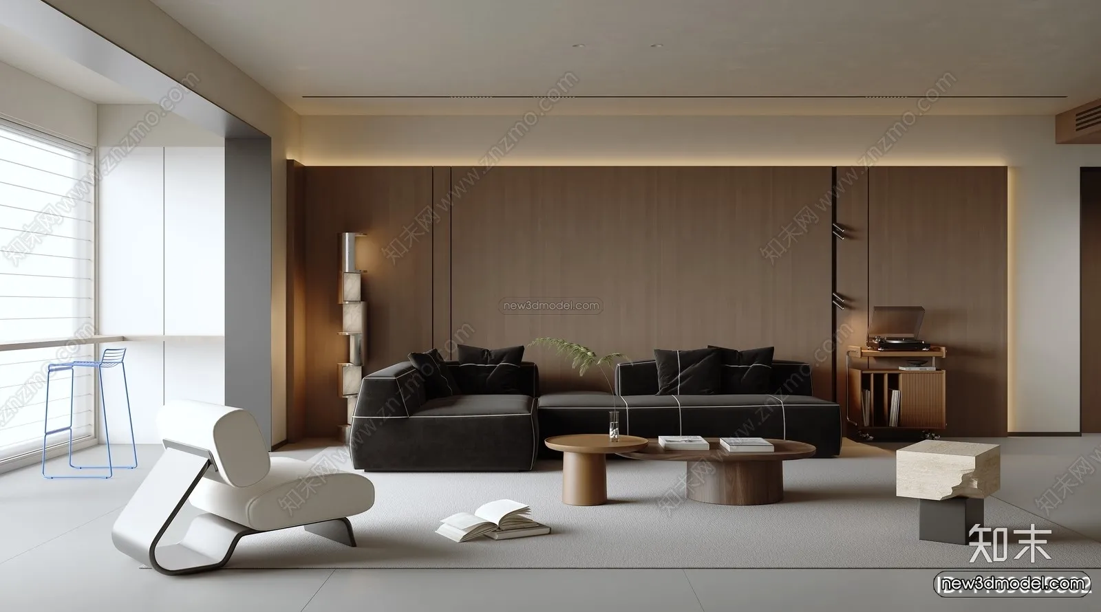 Minimalist Style Interior 3D Blocks - Living Room 3D Model - 142