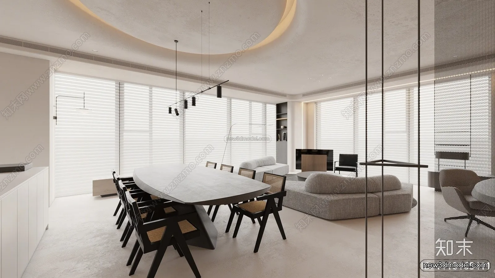 Minimalist Style Interior 3D Blocks - Living Room 3D Model - 143