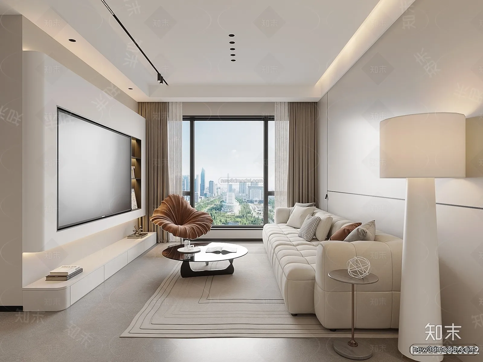 Minimalist Style Interior 3D Blocks - Living Room 3D Model - 145