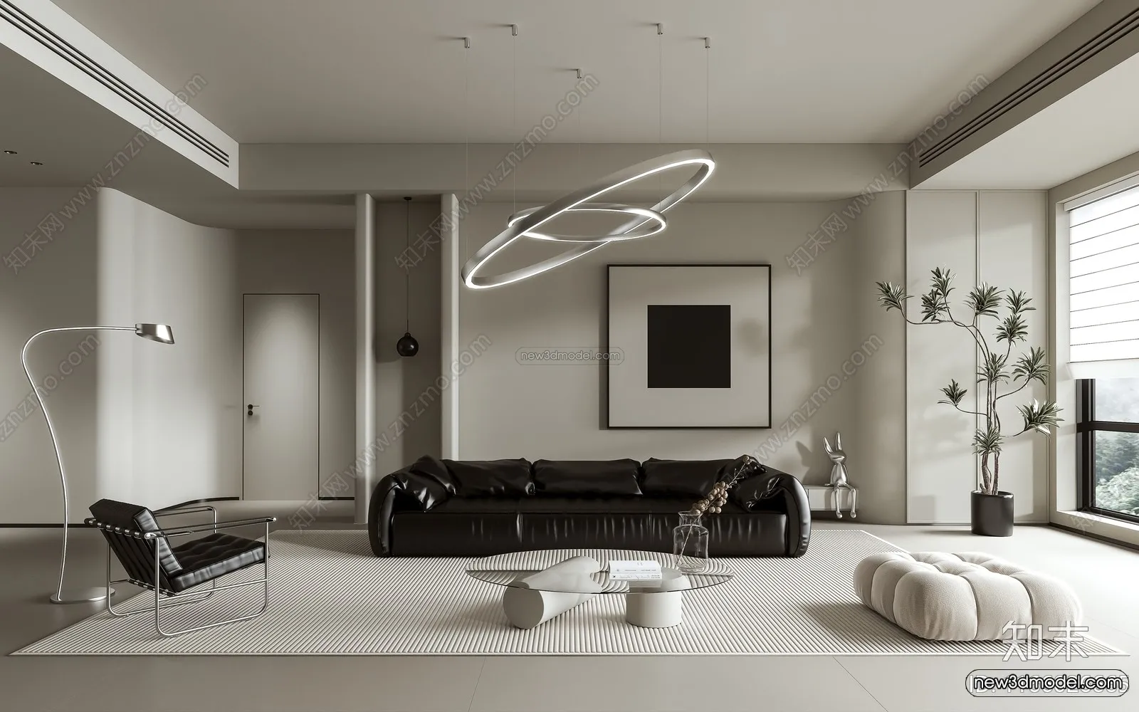 Minimalist Style Interior 3D Blocks - Living Room 3D Model - 146