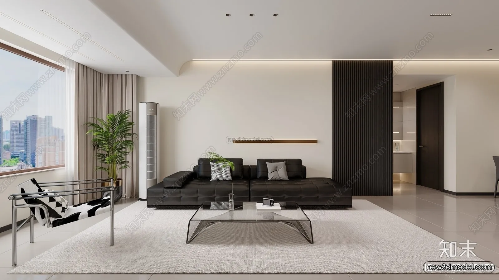 Minimalist Style Interior 3D Blocks - Living Room 3D Model - 159