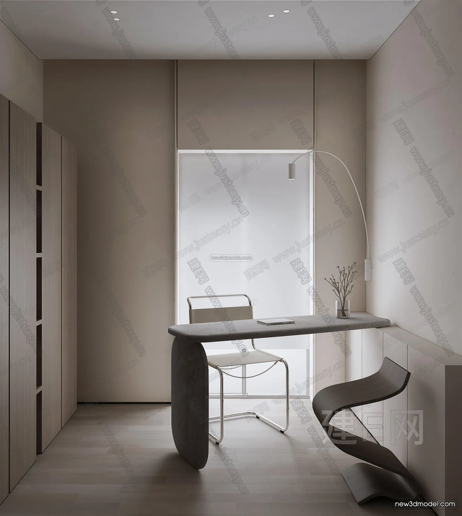 Minimalist Style Interior 3D Blocks - Study Room 3D Model - 259