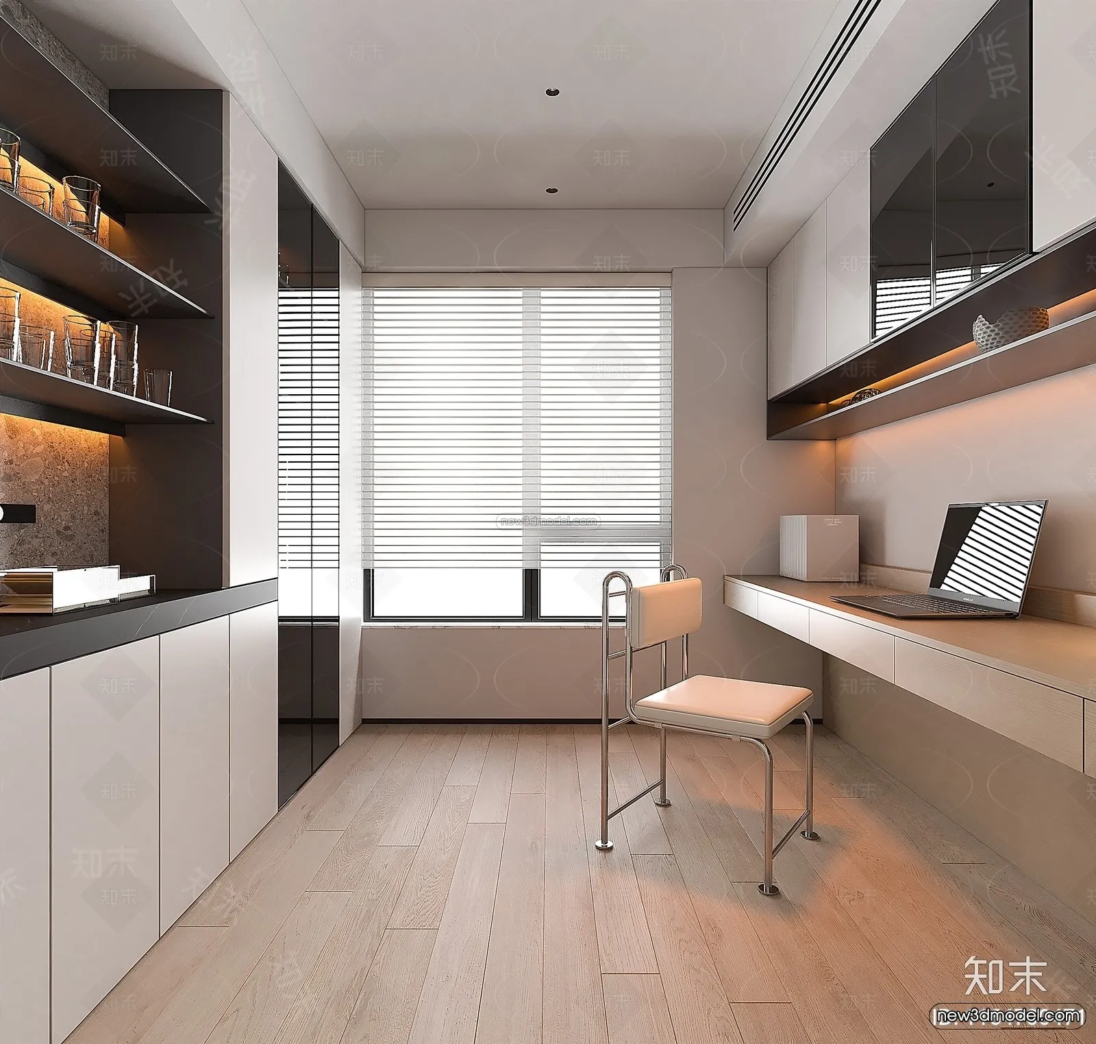 Minimalist Style Interior 3D Blocks - Study Room 3D Model - 261