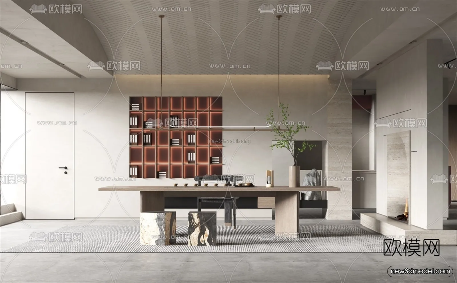 Minimalist Style Interior 3D Blocks - Study Room 3D Model - 264