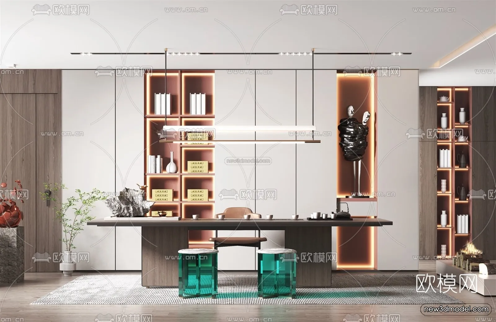 Minimalist Style Interior 3D Blocks - Study Room 3D Model - 265